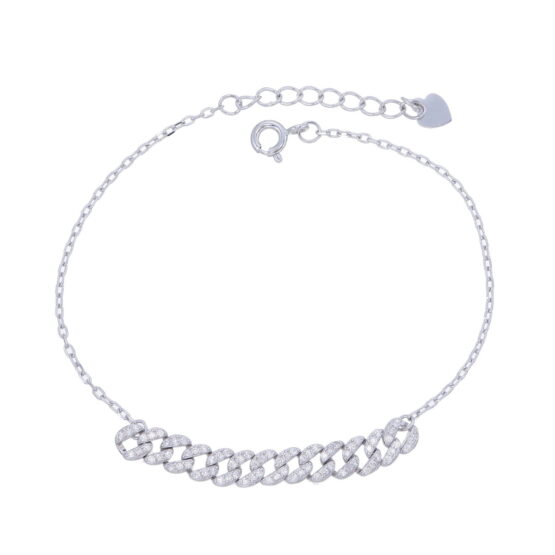 Dam Armband i Rodierat 925 Sterling Silver, (Gnistrande Cubic Zirkonia)