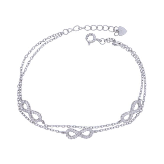 Dam Armband i Rodierat 925 Sterling Silver, (Gnistrande Cubic Zirkonia)