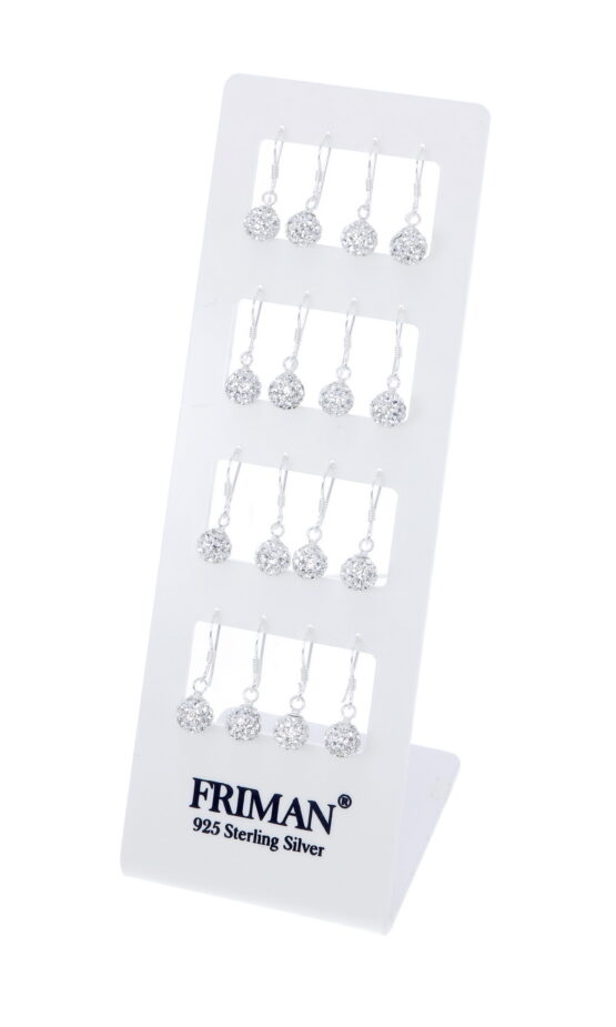 8-Par Örhängen i 925 Sterling Silver (Hängande Vita Glitterbollar)