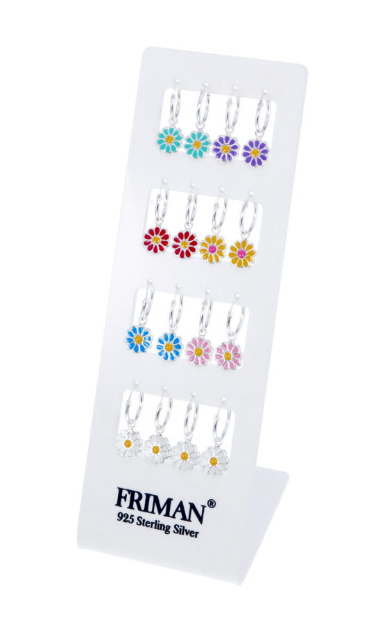 8-Par Örhängen i 925 Sterling Silver (Blommor, Olika Färger)