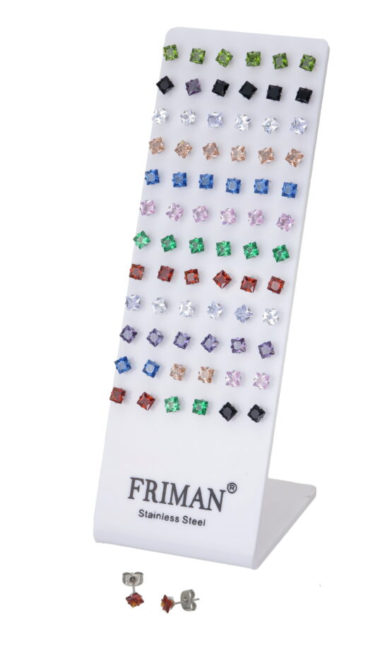36-Par Stålörhängen (Fyrkantiga Cubic Zirkonia)