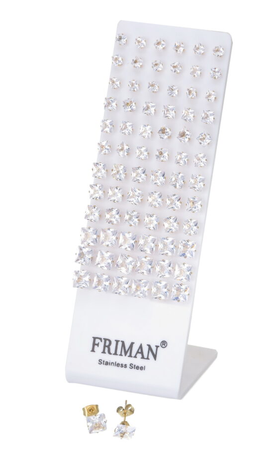 36-Par Stålörhängen (Fyrkantiga Cubic Zirkonia)