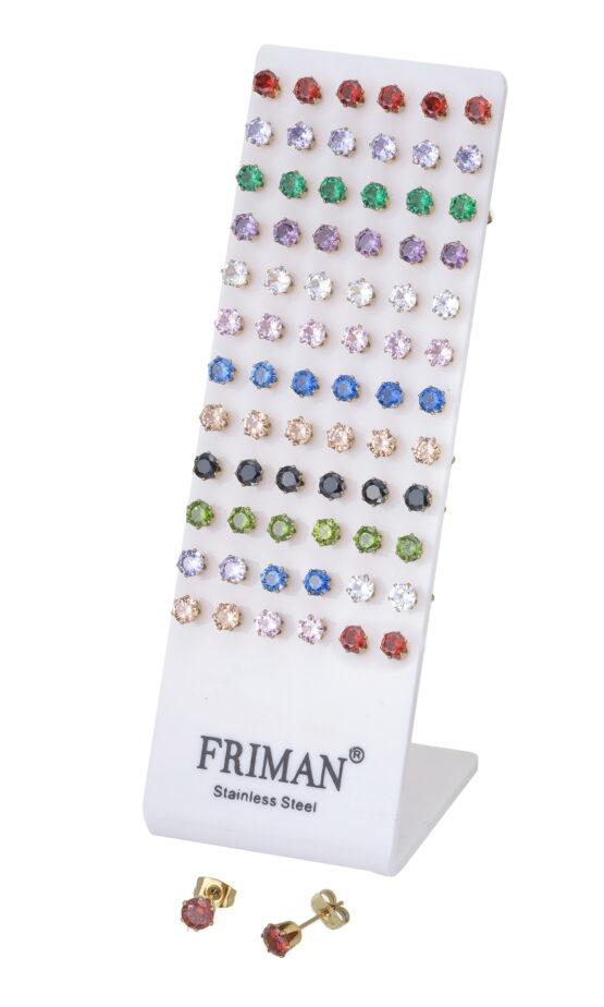 36-Par Guldförgyllda Stålörhängen (Runda Cubic Zirkonia)
