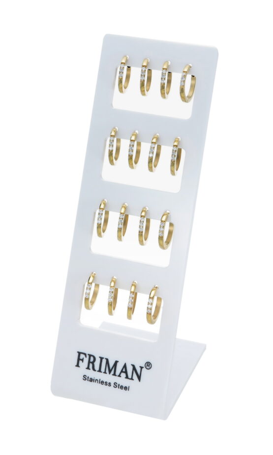 8-Par Guldförgyllda Stålcreoler (Cubic Zirkonia stenar)